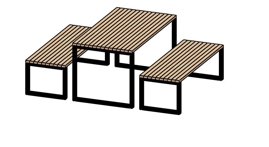 Стол с лавками квадрат