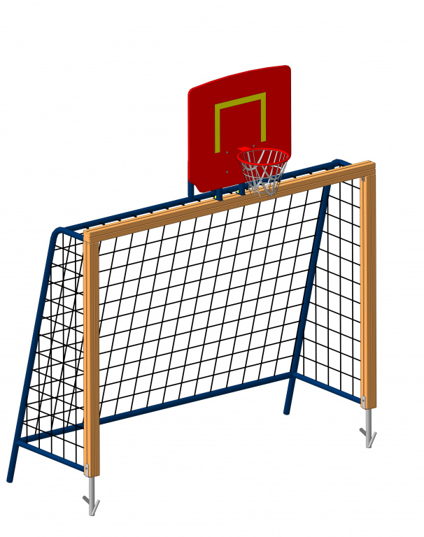 Ворота для мини-футбола с баскетбольным кольцом 2,8х1х2м (