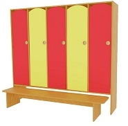 Шкаф 5 секций со скамьей, Размер 1616*320*1350 Цветной