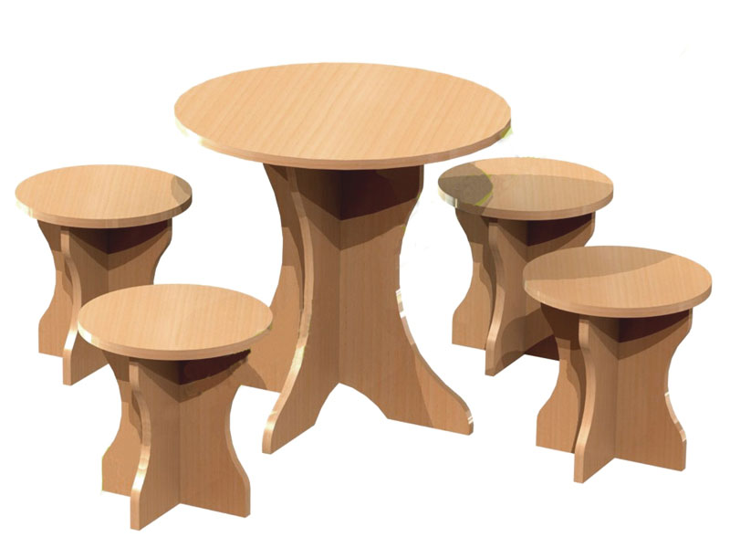 Комплект кухонной игровой мебели стол и 4 табурета Бук